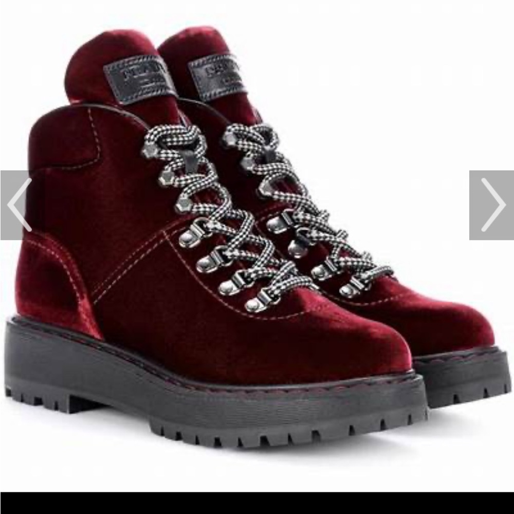 Prada Burgundy Velvet Women's Boot
